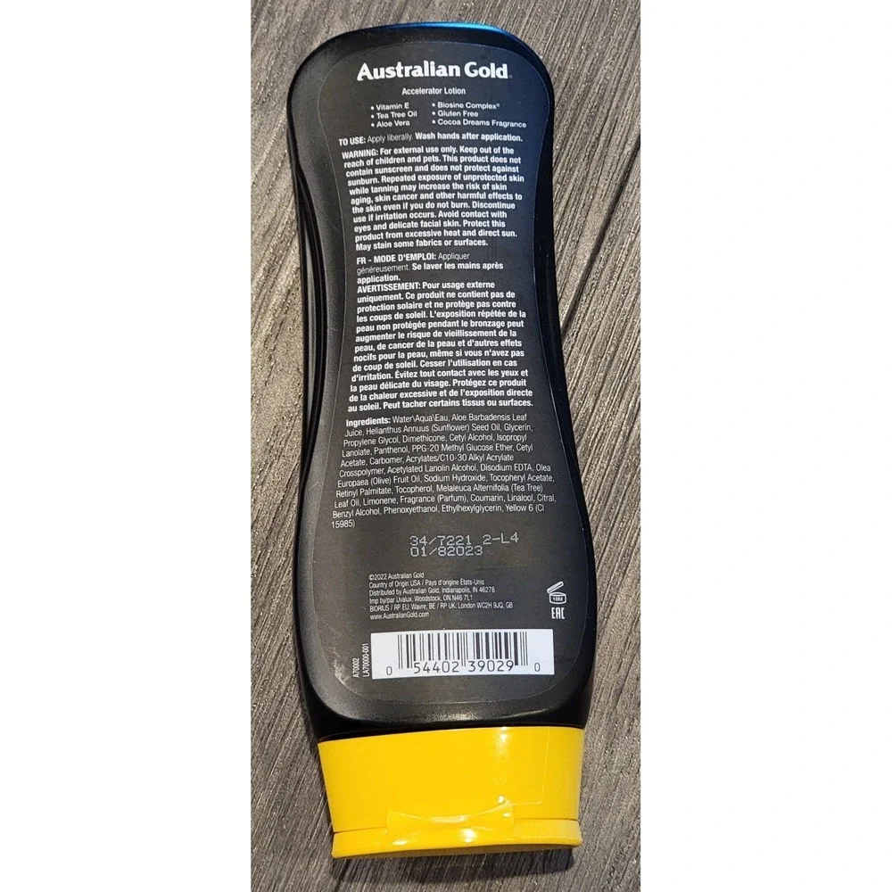 Australian Gold‎ Hydrating Accelerator Dark Tanning Lotion Biosine Complex 8 oz